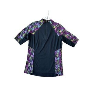 Noble Outfitters Womens Quarter Zip Performance Top Black‎ Multi Color  Med